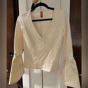 Staud Ivory Paige Bell Sleeve Top - Medium